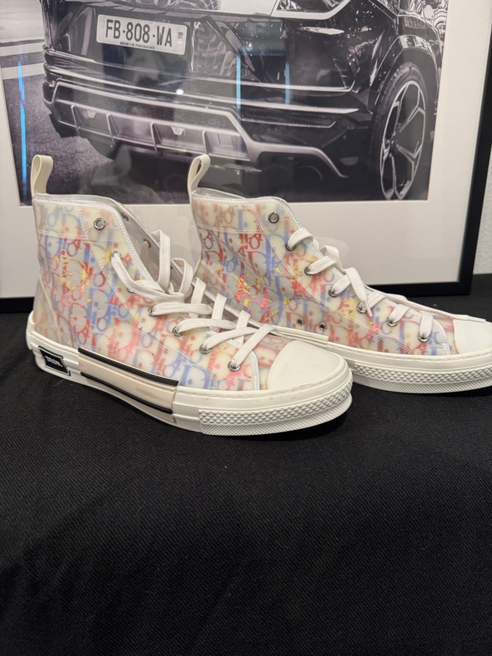 Dior Pastel Multicolor Oblique High-Top Sneakers B23 Monogram - Picture 4 of 12